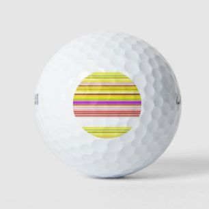 Balles De Golf Jolies rayures blanches jaunes