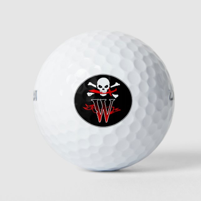 Balles De Golf Jolly roger W Monogramme Chambres de golf initiale (Devant)