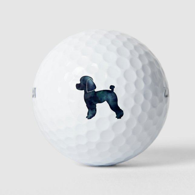 Balles De Golf Jouet Poodle Noir Aquarelle Silhouette (Devant)