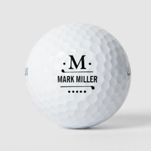 Balles De Golf Joueur de golf Cool & Monogramme noir personnalisé