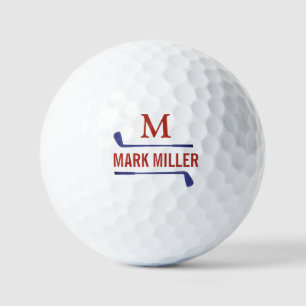 Balles De Golf Joueur de golf Monogramme personnalisé brique-roug