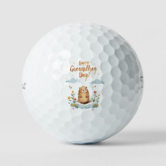 Balles De Golf Jour de la marmotte aquarelle (Recto)