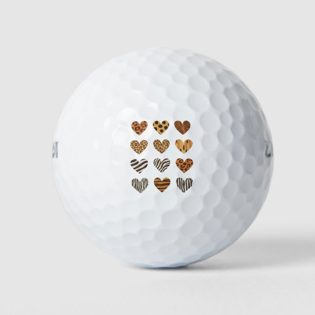 Balles De Golf Jour de la Saint-Valentin Cœur Léopard Mignon  (Devant)
