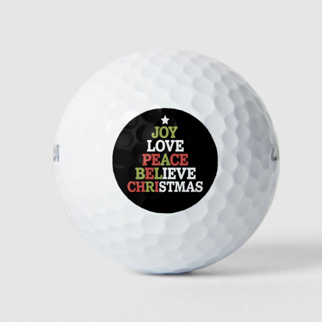 Balles De Golf Joy Love Peace Believe Christmas Tree Family (Devant)