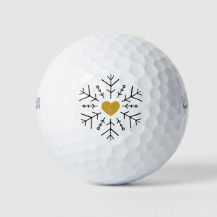 Balles De Golf Joyeuses vacances Flocon de neige Coeur Hiver Art 