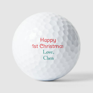 Balles De Golf joyeux 1er noël rouge vert amour nom simple