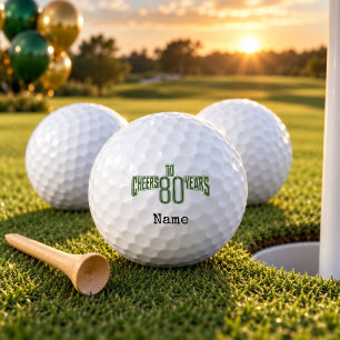 Balles De Golf Joyeux 80e anniversaire au golfeur Nom Numéro