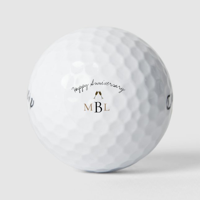 Balles De Golf Joyeux anniversaire Champagne Monogram Callaway (Devant)