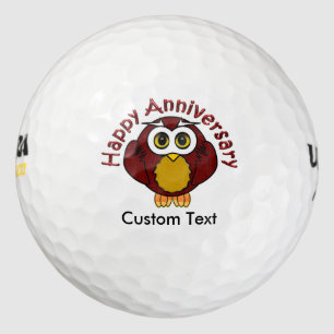 Balles De Golf Joyeux Anniversaire - Chouette Sage Avec Texte Cou