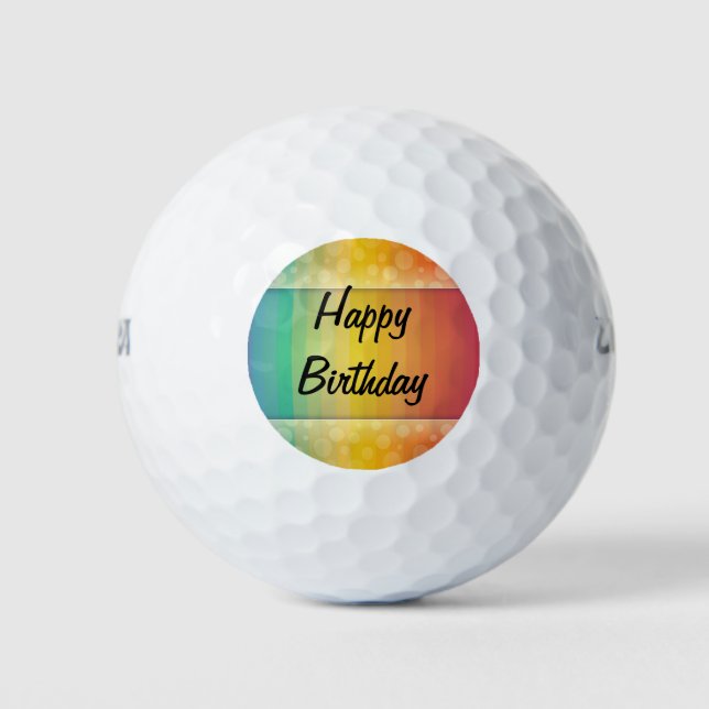 Balles De Golf Joyeux anniversaire, couleurs de l'arc-en-ciel (Devant)