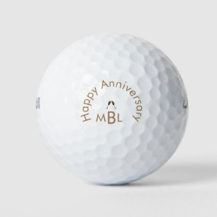 Balles De Golf Joyeux Anniversaire Gold Monogram Golf Balls