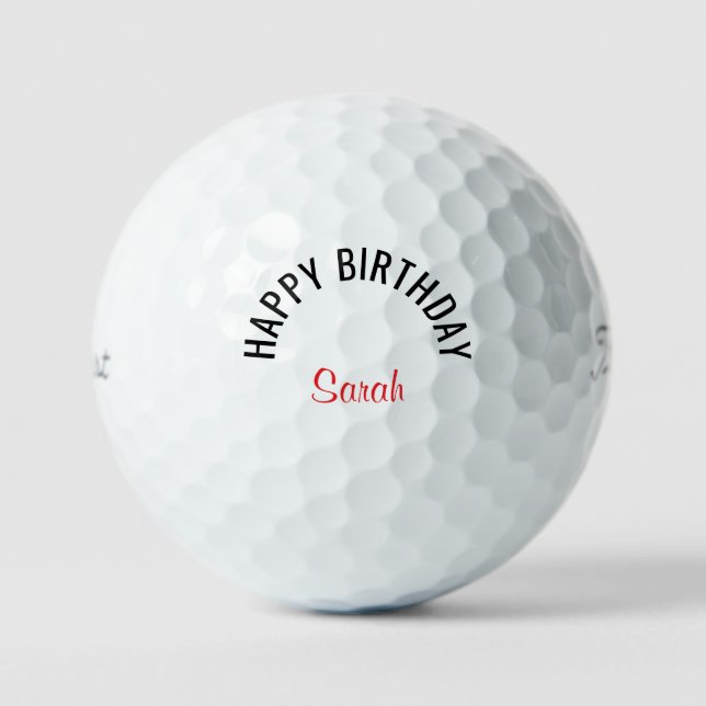 Balles De Golf Joyeux Anniversaire Nom Rouge Titleist  (Recto)