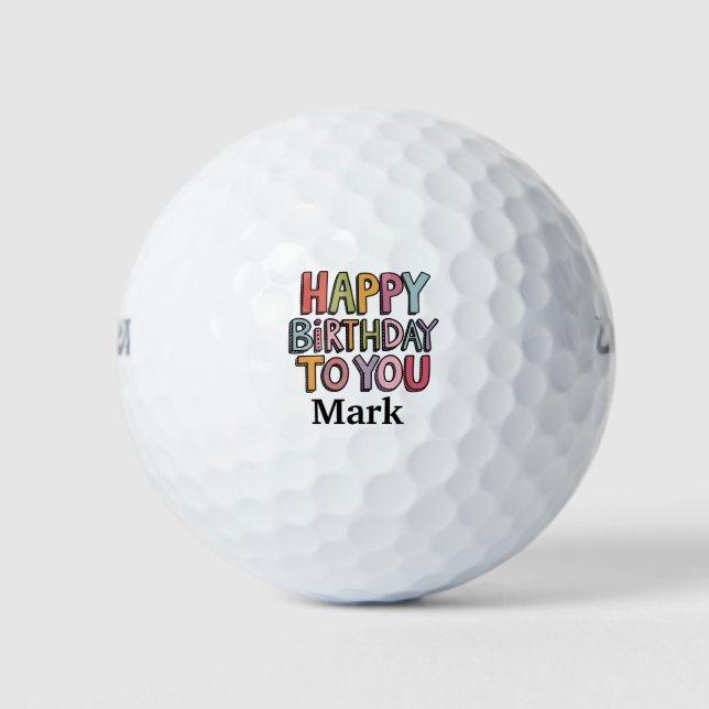 Balles De Golf Joyeux anniversaire pour vous avec nom de golfeur (Devant)