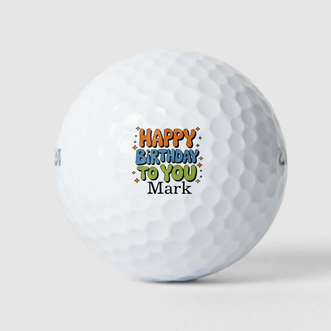 Balles De Golf Joyeux anniversaire pour vous avec nom de golfeur (Devant)