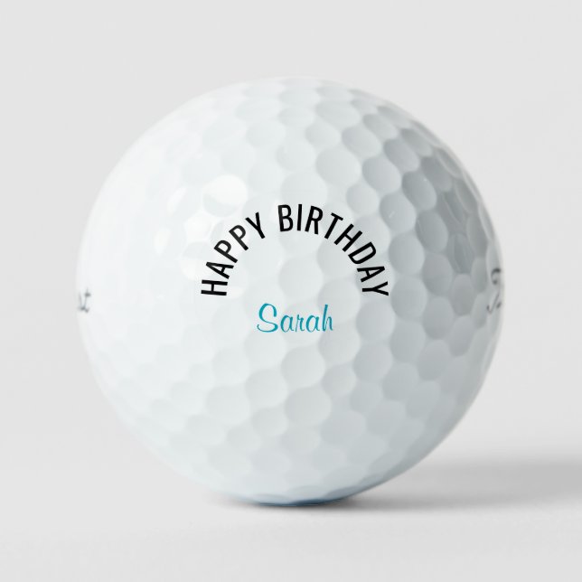 Balles De Golf Joyeux Anniversaire Turquoise Nom Titleist  (Recto)