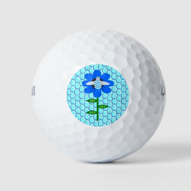 Balles De Golf Joyeux Bee Day Boy Blue Birthday Bumblebee (Devant)