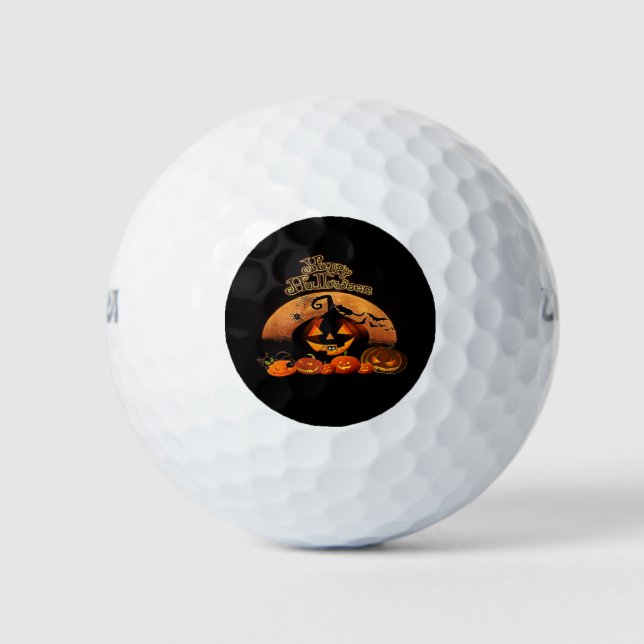 Balles De Golf Joyeux Citrouille de chats Halloween (Devant)