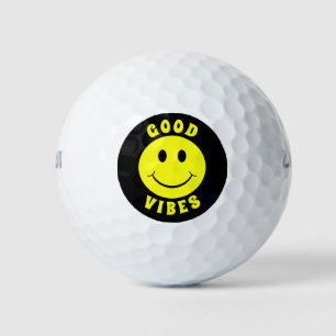 Balles De Golf Joyeux Good Vibes à visage jaune