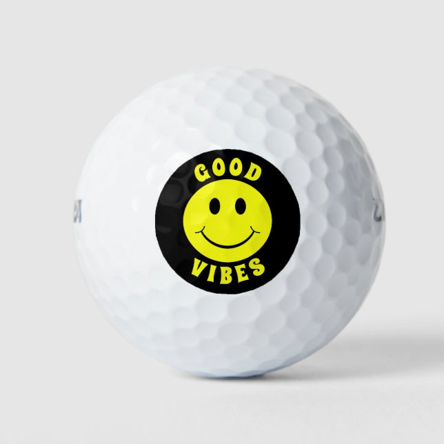 Balles De Golf Joyeux Good Vibes à visage jaune (Devant)