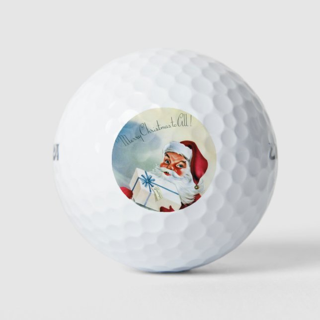 Balles De Golf Joyeux Noël à tous (Père Noël rétro) (Devant)