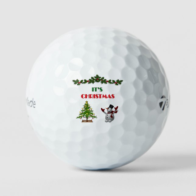 Balles De Golf Joyeux Noël Arbre Festif Holiday Snowman Cadeau (Recto)