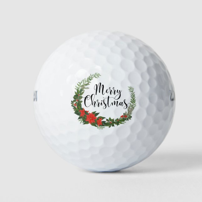 Balles De Golf Joyeux Noël avec couronne pour golfeur (Devant)