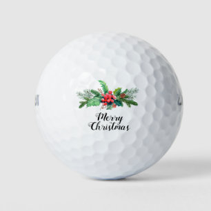 Balles De Golf Joyeux Noël Floral Folial saison Vacances