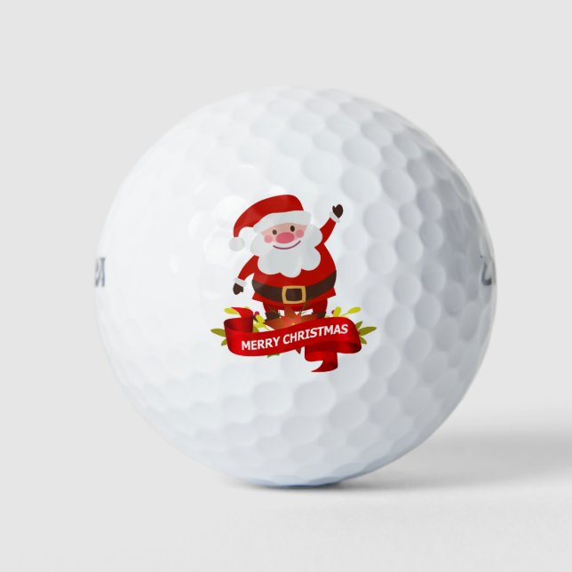 Balles De Golf Joyeux Noël mignonne Festive Vacances Père Noël (Devant)