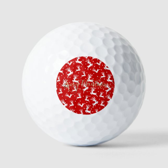 Balles De Golf Joyeux Noël Rénes Rouges (Recto)
