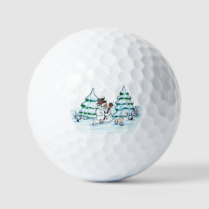 Balles De Golf Joyeux Noël ! Snowman avec chat et chiot