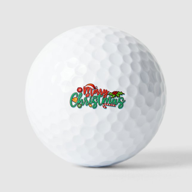 Balles De Golf Joyeux Noël Typographie Décorative Script (Recto)