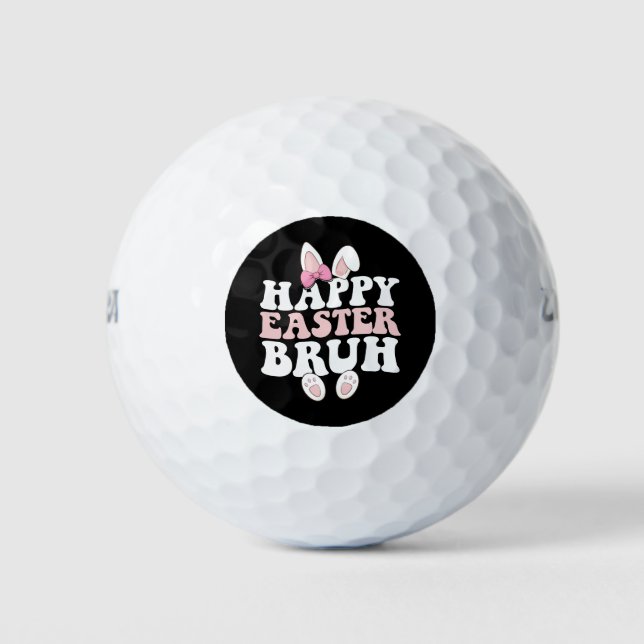 Balles De Golf Joyeux Pâques Bruh Bro Chasse aux oeufs Bunny Retr (Devant)