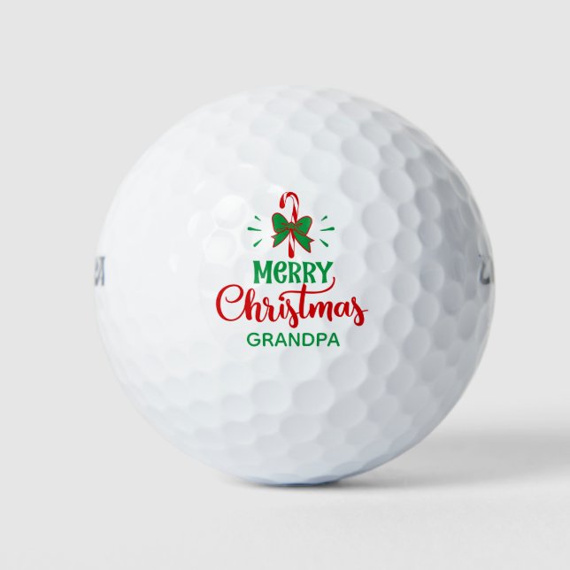 Balles De Golf Joyeux Sucre de canne de Noël Nom personnalisé (Devant)
