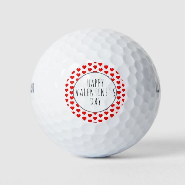 Balles De Golf Joyeux Valentines Jour Coeurs rouges Typographie (Devant)