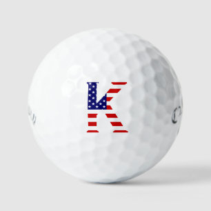 Balles De Golf K Monogramme superposé sur le drapeau américain cs