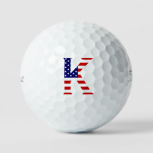 Balles De Golf K Monogramme superposé sur le drapeau américain tp