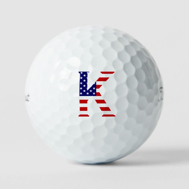 Balles De Golf K Monogramme superposé sur le drapeau américain tp (Recto)