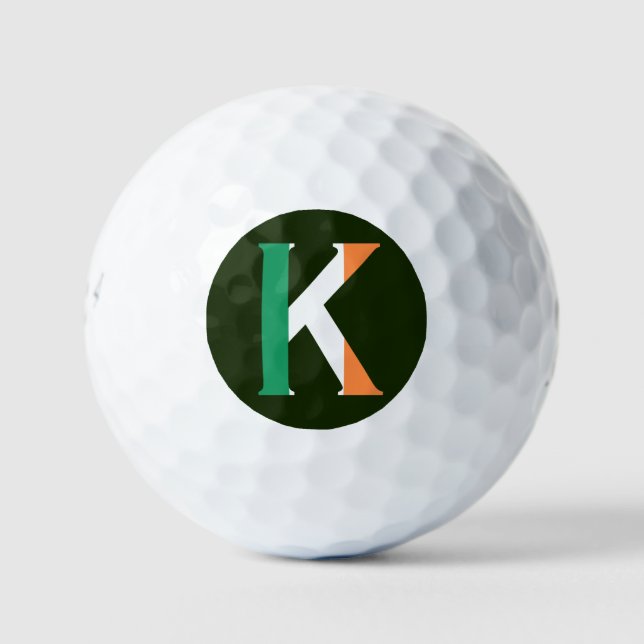 Balles De Golf K Monogramme superposé sur le drapeau irlandais be (Devant)