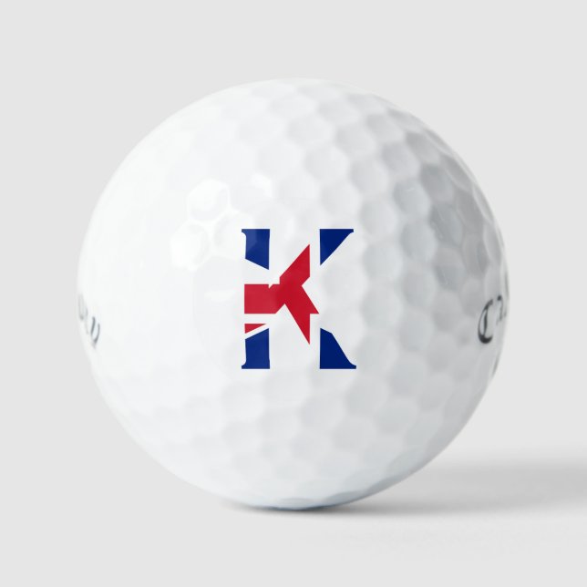 Balles De Golf K Monogramme superposé sur Union Jack Flag css gbc (Recto)