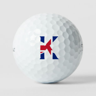 Balles De Golf K Monogramme superposé sur Union Jack Flag tpv1 gb