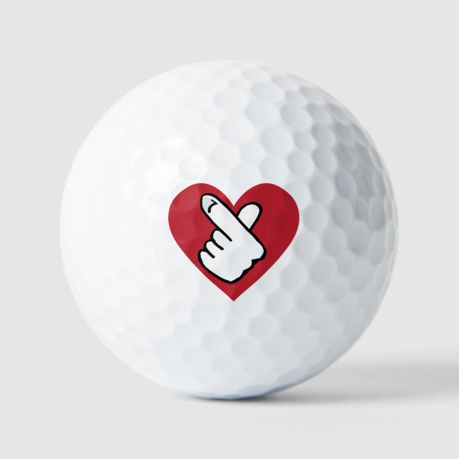 Balles De Golf K-pop Doigt Coeur Noir Rouge (Recto)