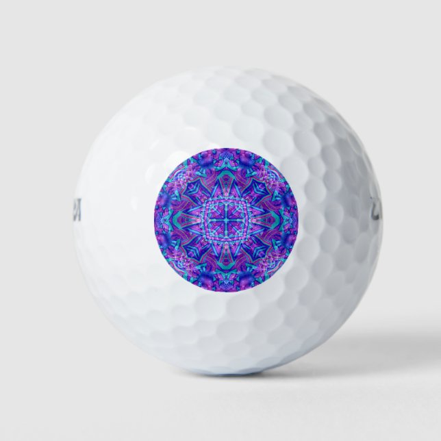 Balles De Golf Kaleidoscope Vintage violet et bleu (Devant)