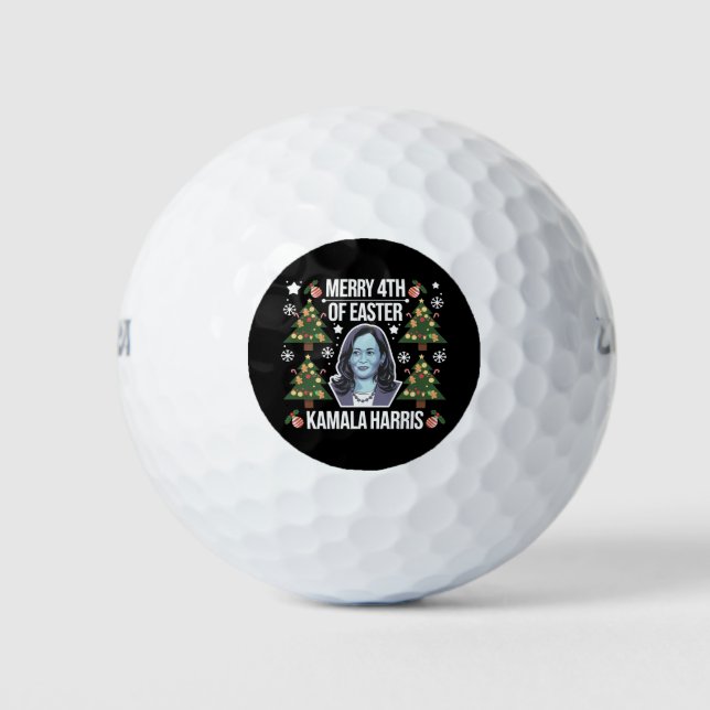Balles De Golf Kamala Harris Noël Père Noël Joyeux 4 de Pâques (Devant)