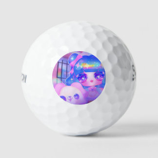 Balles De Golf Kawaii Chibi Sparklecore Girl avec Rainbow Puppy