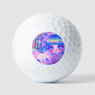 Balles De Golf Kawaii Chibi Sparklecore Girl avec Rainbow Puppy