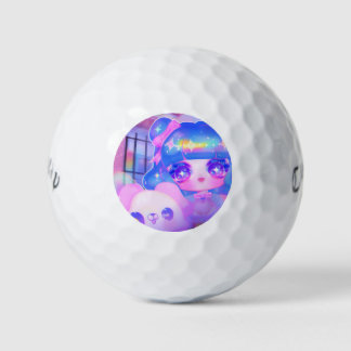 Balles De Golf Kawaii Chibi Sparklecore Girl avec Rainbow Puppy
