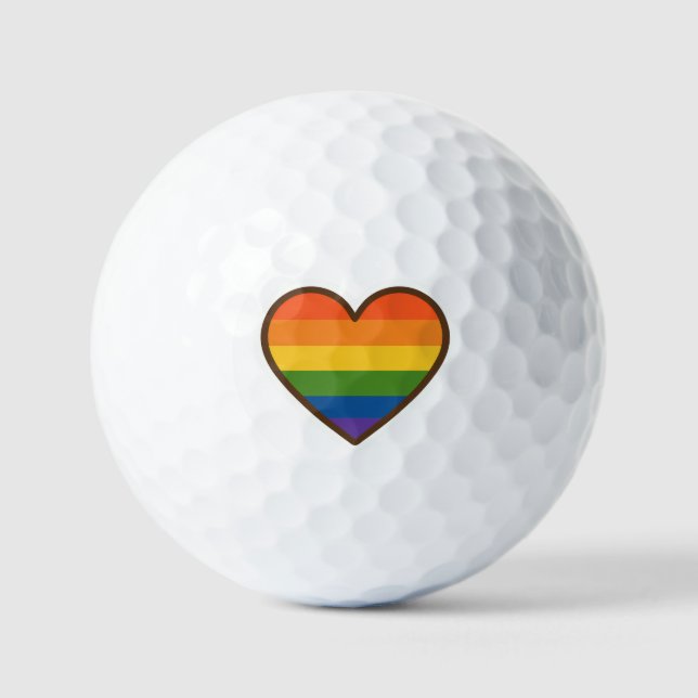 Balles De Golf Kawaii LGBTQ+ Pride Coeur (Recto)
