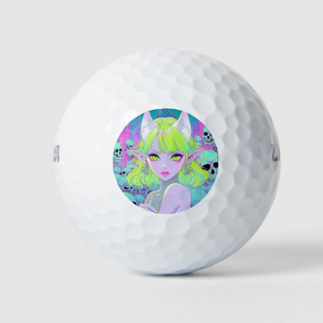 Balles De Golf Kawaii Neon Gothique Démon Anime Girl (Devant)