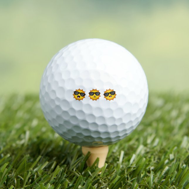 Balles De Golf Kawaii Soleil avec lunettes de soleil Joyeux visag (T-shirt Insitu)