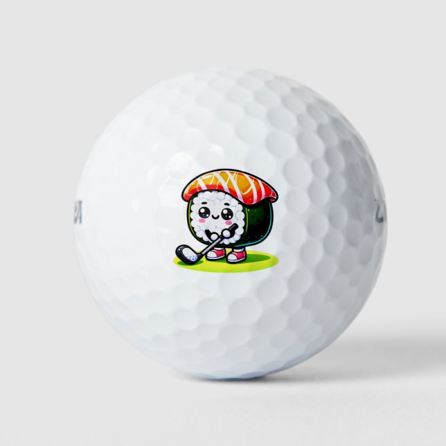 Balles De Golf Kawaii Sushi jouant au golf (Devant)